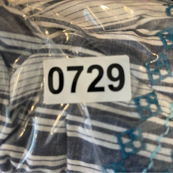 Catherines Button Up Blouse Women’s 2XL Smocked Striped 3/4 Sleeves Embroidered - Picture 10 of 10